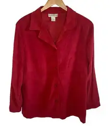 Vintage Dress barn red suede button up long sleeve