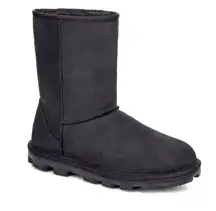 UGG Essential Short Leather Boot Sz 10 Black Water Resistant