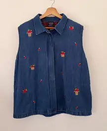 Vintage Allison Daley Apple Picking Denim Vest