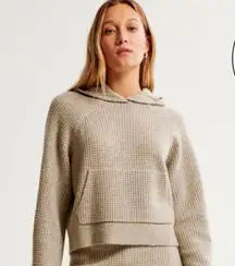 Abercrombie & Fitch Lounge Waffle Sweater Cozy Tan Knit Women's Sweater Size L
