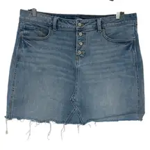 Old Navy Y2K Button Fly Denim Mini Skirt Sz 18 Raw Hem Festival Western Indie