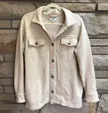 Aerie Luxe Trucker Shacket Shirt Jacket Color Soft Oat Beige Cream Cotton XS