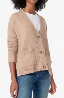 J. Crew Wool Blend Button Down Long Sleeve Cardigan Sweater Pockets XS Brown