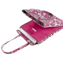 Vintage Vera Bradley Laptop Tote Bag Paisley Plaid case travel quilted pockets