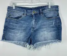 Blank NYC Size 31 Raw Hem Denim Jean Shorts Casual Medium Wash Zipper‎ Fly