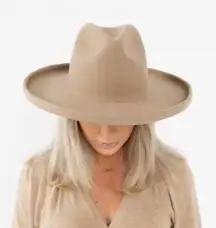 Gigi Pip x Cara Loren Pencil Brim Hat Tan Fall Australian Wool Fedora Size 59 ML