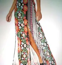 Show me your mumu mick double slit mexicali boho Hippie maxi skirt size small