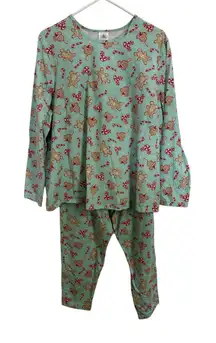 Disney Mickey Mouse Gingerbread Christmas Pajama Size 1X Candy Cane Holiday Pjs