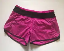 lululemon Womens Shorts Sz 4 Turbo Run Paris Pink Black Running Activewear‎