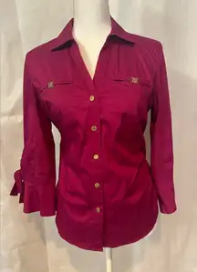 Anne Klein Deep Red Button-Down Shirt