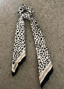Leopard Animal Print Silk Ribbon Scrunchie Hair Tie