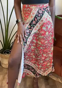 Floral Double Slit Maxi Skirt