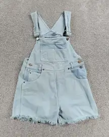 No Excuses Womens Overalls Cut Off Shorts S Blue Light‎ Wash Denim