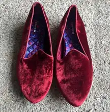 Birdies New  The Heron Crushed Velvet Loafer Flats Burgundy Size 6