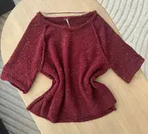 Free people Burgundy Red Short Sleeve Sweater Size Small