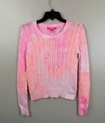 Lilly Pulitzer NEW  Skylla Sweater Pelican Pink Tie Dye Cable Knit Cotton Small