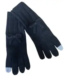 NEW Kate Spade Women's Navy Blue Wool Bow Texting Finger Knit Winter Gloves OS