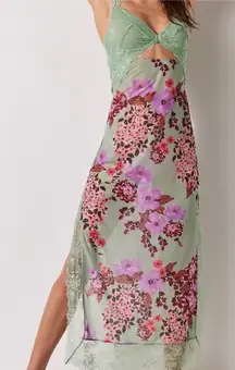 Free People Suddenly Fine Maxi Slip Dress Mesh Floral Dress