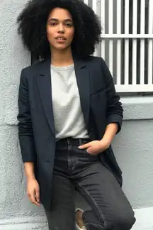 Everlane The Cotton-linen Blazer Black 12