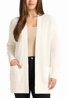 NWT Max and Mia Women's Open Front Long Sleeve Cardigan Sweater Ivory L