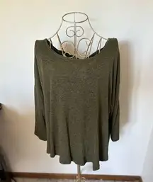 Bobeau greening sleeve top with cutout detail size 1X