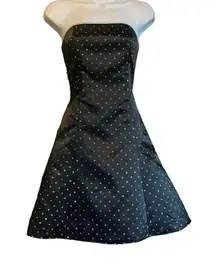 Jessica McClintock Gunne Sax 5/6 Vintage 90s Black Blue Polka Dot Mini Dress