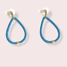 Marlyn Schiff electric blue Teardrop wire wrap earrings