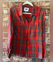 Old Navy Red Plaid Button Down Shirt