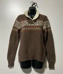 The North Face  A5 Series Cozy Brown Fair Isle Wool Pullover Sweater Size Medium