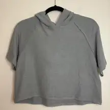 Mono‎ B Gray Short Sleeve Hoodie Top Size M Raglan Pullover Cropped Comfy Soft
