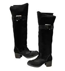 Zodiac Aussie Over the Knee Boots Black Sueded Buckle Heel Round Toe Size 9