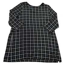J Jill Tunic Dress Womens Large Black White Plaid Long Sleeve