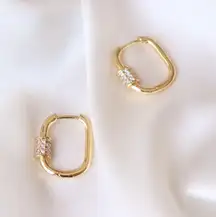 Dainty Gold Carabiner Huggie Earrings