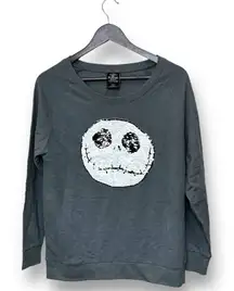 NWT‎ Disney Jack Skellington Sequin Light Sweatshirt Size L Gray Halloween Theme