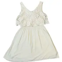 CHARMING CHARLIE off white lace gauze dress size medium lined