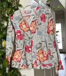 Hot Cotton Marc Ware Linen Ruffle Button Cardigan Top XL Cottagecore