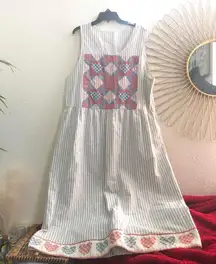 Handmade Vintage 80s/90s Cottagecore Boho Hippie Indie floral patchwork quilted dress