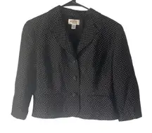 Talbots Women's Size 10 P Polka Dot Black White 3 Button Pea Coat Blazer‎