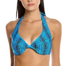 Coco Reef Reversible Verso Twist Underwire Bikini Top Python Blue Size 32/34D