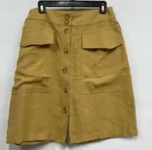 A New Day button down tan Skirt size 8 w/huge front pockets