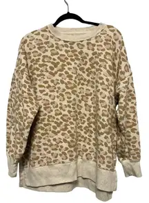 Aerie Desert Leopard Print Long Sleeve Sweatshirt Size L