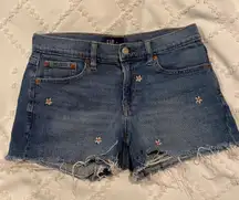 Embroidered Denim Shorts