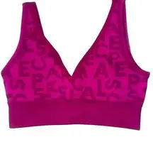 L*Space Pink Sports Bra with V-Neck and Wide Straps