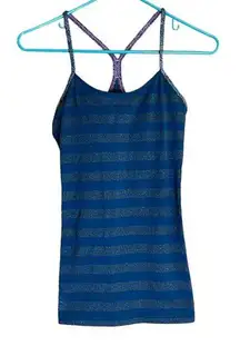 LULULEMON Striped Green and Heather Racerback Tanktop.Built in shelf bra w/pads