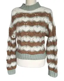 Zara Women's Striped Knit Sweater Size S Multicolor 3/4 Sleeve Pullover