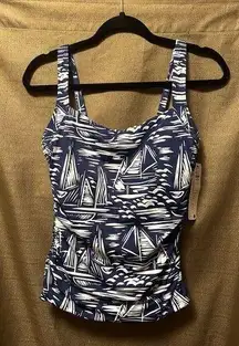 NWT Miracle Suit X Talbots Woman’s Swim Suit Tankini Top Size 10 Built In Bra