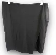 CAbi Women Skirt #998 Black Career Faux Wrap Exposed Accent Zip Women’s 6