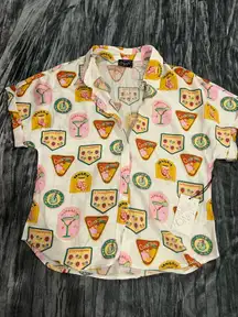 Colorful Graphic Button-Up Shirt by Milk & Honey Size M