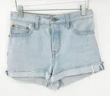 Levi’s Wedgie High Waist Cut Off Denim Shorts 25 Awesome Street Wash