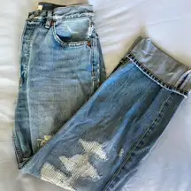RE/DONE 90s blue high rise loose distressed jeans